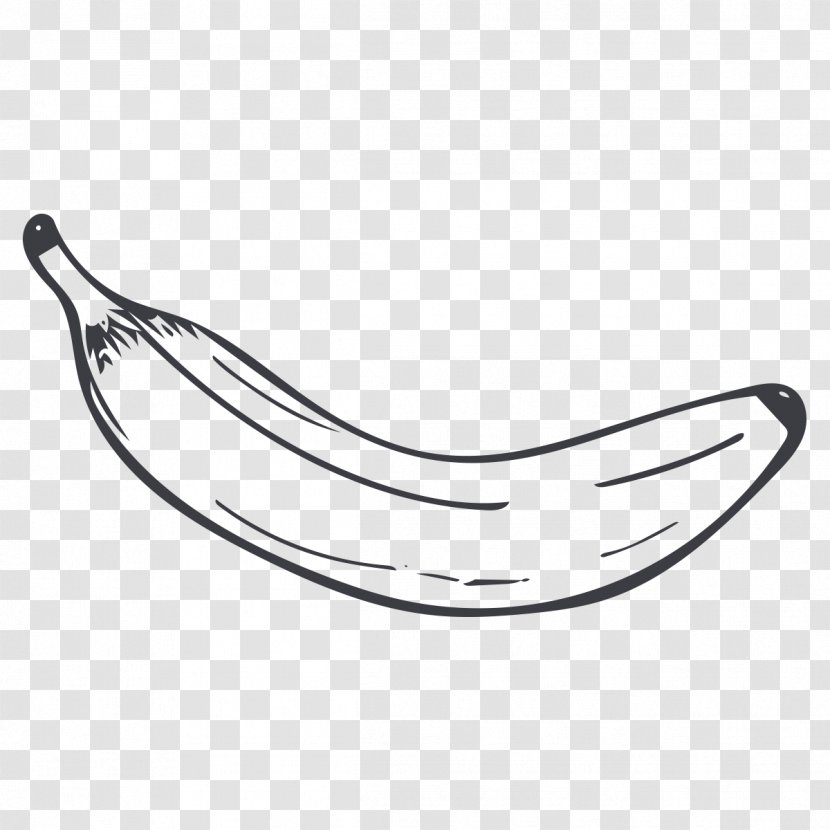 Black And White Fruit Banana - Line Transparent PNG