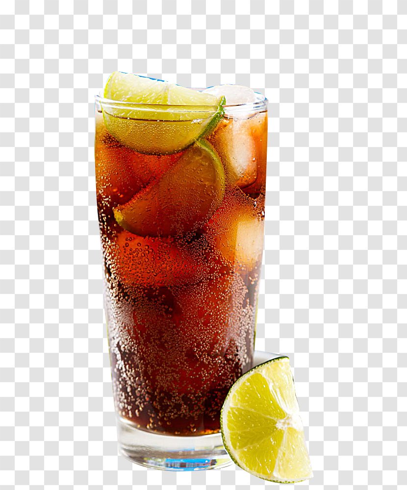 Cocktail Juice Coca-Cola Drink - Tinto De Verano - Lemon Ice Cubes Transparent PNG
