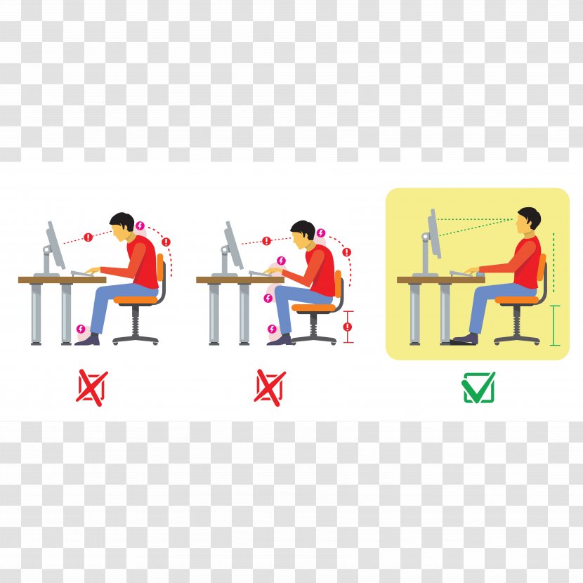 Standing Desk Sitting Office & Chairs Computer - Poor Posture Transparent PNG