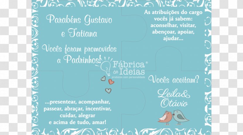 Idea Convite Text Jigsaw Puzzles Apadrinhamento - Aqua - Quebra Cabeça Transparent PNG