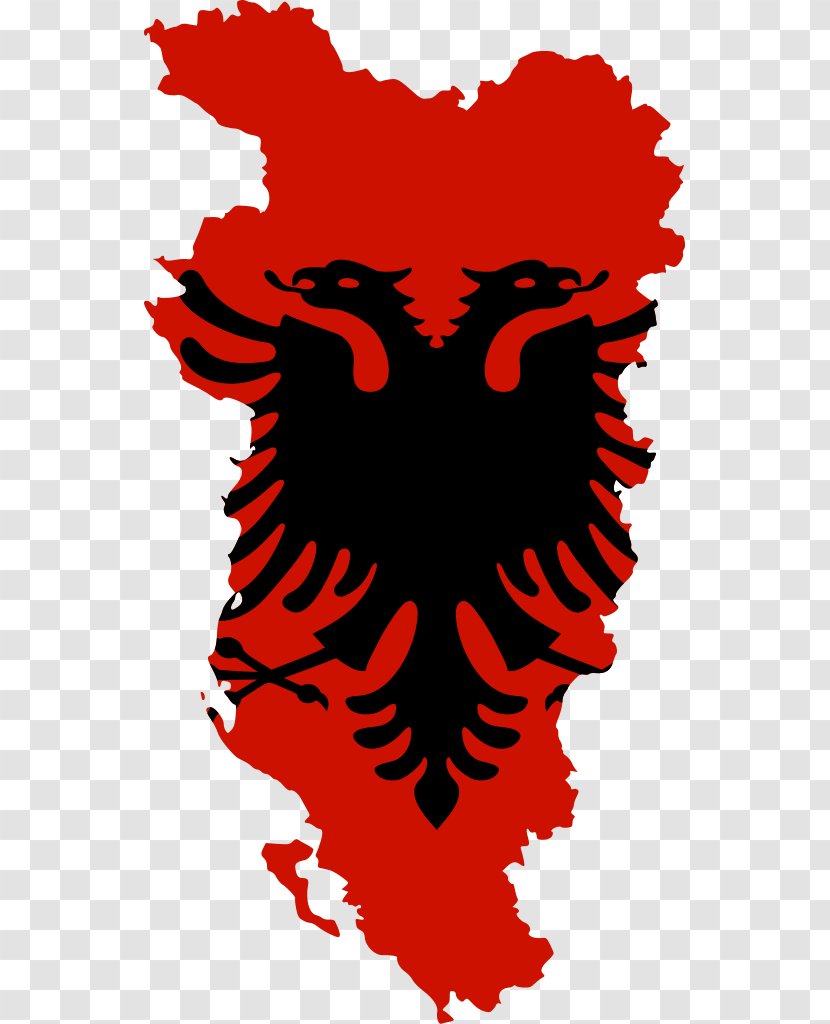 Flag Of Albania Albanian Republic Double-headed Eagle - Silhouette Transparent PNG