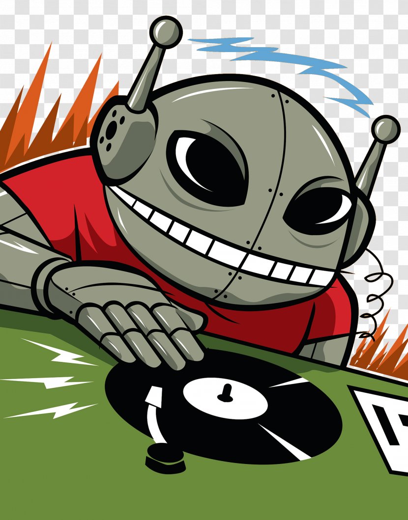 Disc Jockey Illustration - Watercolor - Alien Robot DJ Transparent PNG