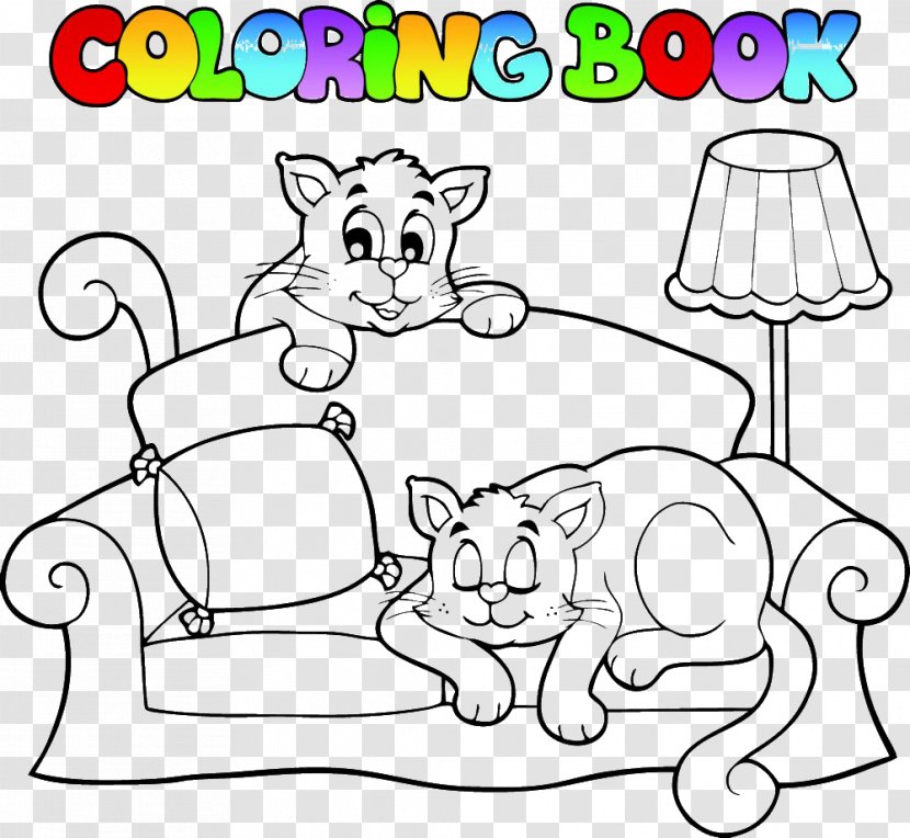 Cat Couch Coloring Book Clip Art - Chair - Illustrator Of Children Transparent PNG