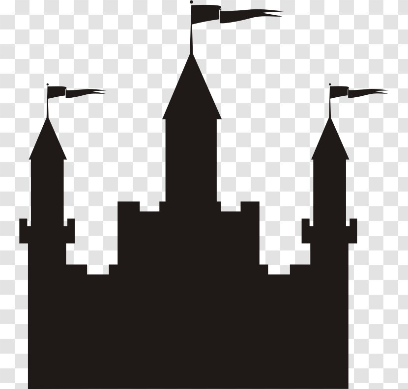 Castle Silhouette Clip Art - Black And White - Palace Cliparts Transparent PNG