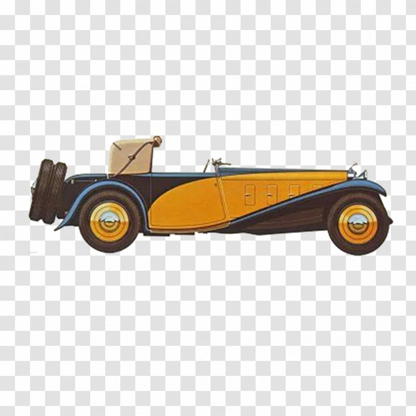 Classic Car Palm Beach Harley-Davidson Tri Glide Ultra - Painting - Yellow Retro Cartoon Cars Transparent PNG