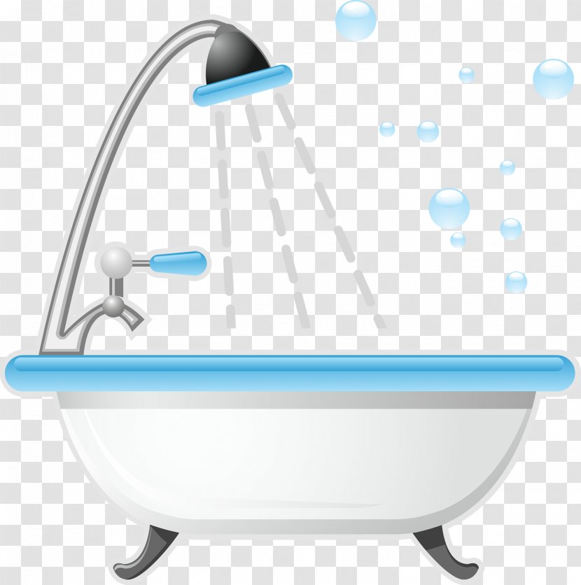 Bathtub Bathroom Toilet Tap - Blue - Simple Vector Transparent PNG