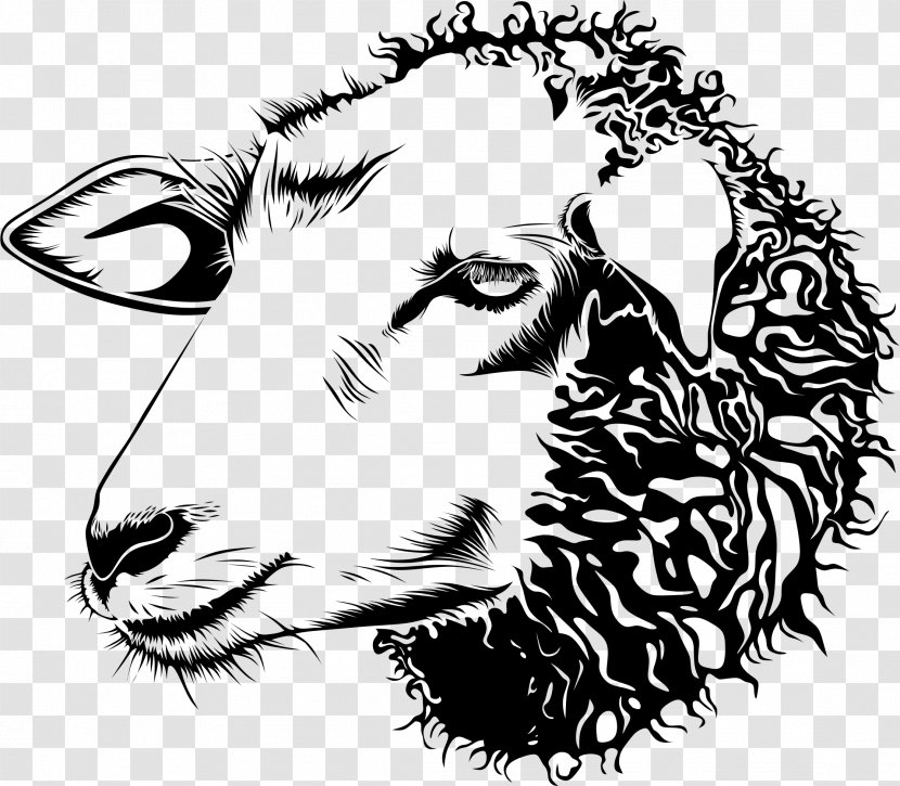 Cotswold Sheep Goat Line Art Drawing Clip - Cartoon - Cow Head Transparent PNG