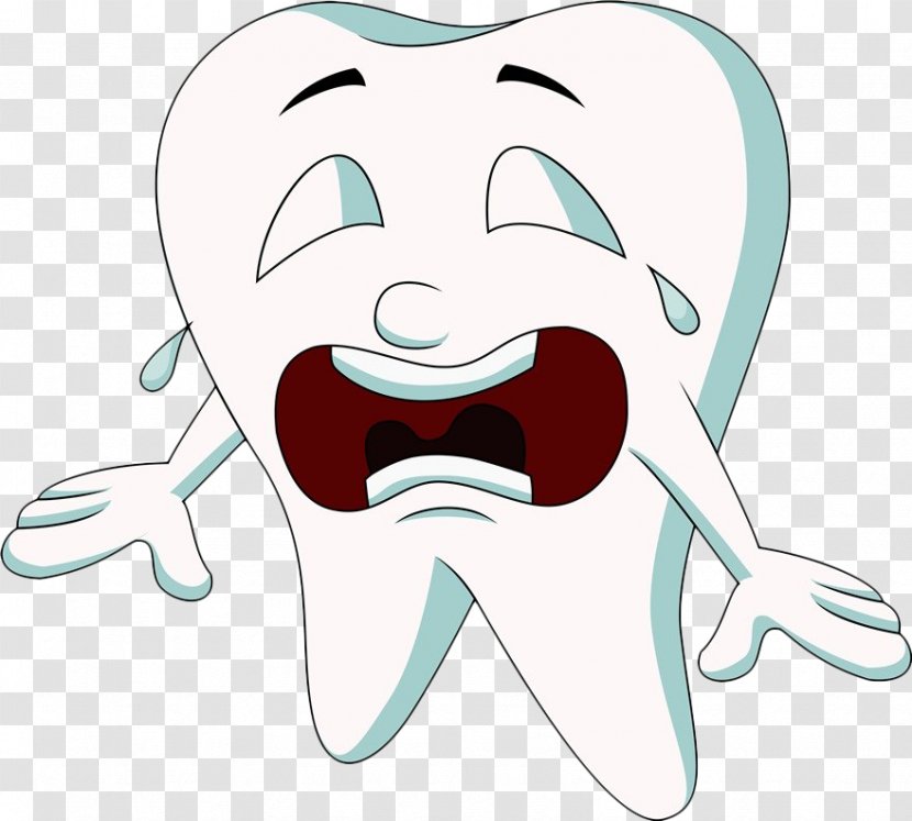 Tooth Cartoon Crying Dentistry - Heart - Hand Painted White Teeth Transparent PNG