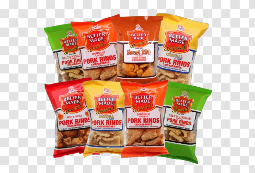 Junk Food Pork Rinds Vegetarian Cuisine Flavor Snack - Better Made Potato Chips Transparent PNG