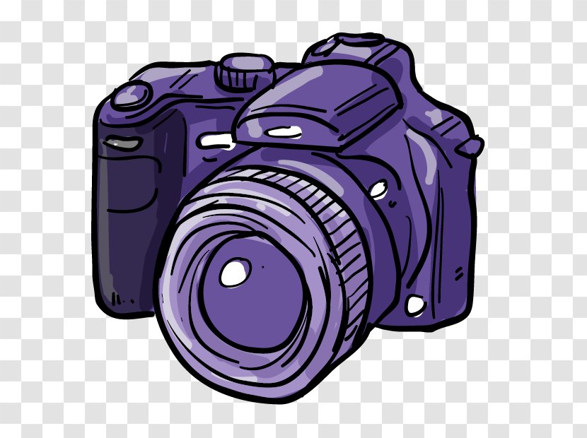 Canon EOS Digital SLR Camera Cartoon - Lens - Hand Painted Purple Icon Transparent PNG