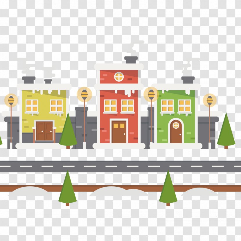Snow Christmas - Cartoon - Urban Background With Landscape Avenue Transparent PNG