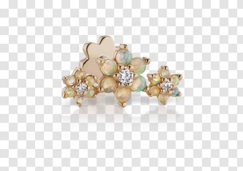 Earring Rook Jewellery Diamond - Turquoise - Rose Gold Opal Flower Ring Transparent PNG