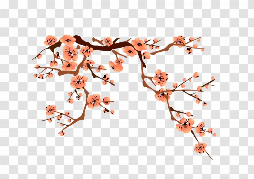 Plum Blossom Inkstick - Petal - Chinese Painting Transparent PNG