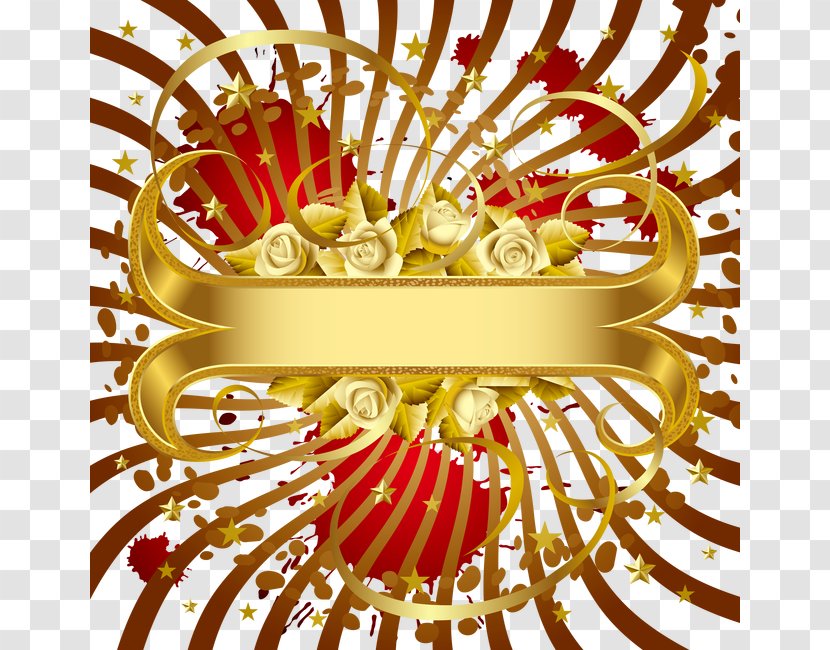 Gold Banner - Chemical Element - White Rose And Vector Material Transparent PNG