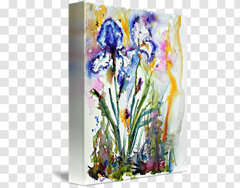 Floral Design Watercolor Painting Gallery Wrap - Iris Transparent PNG