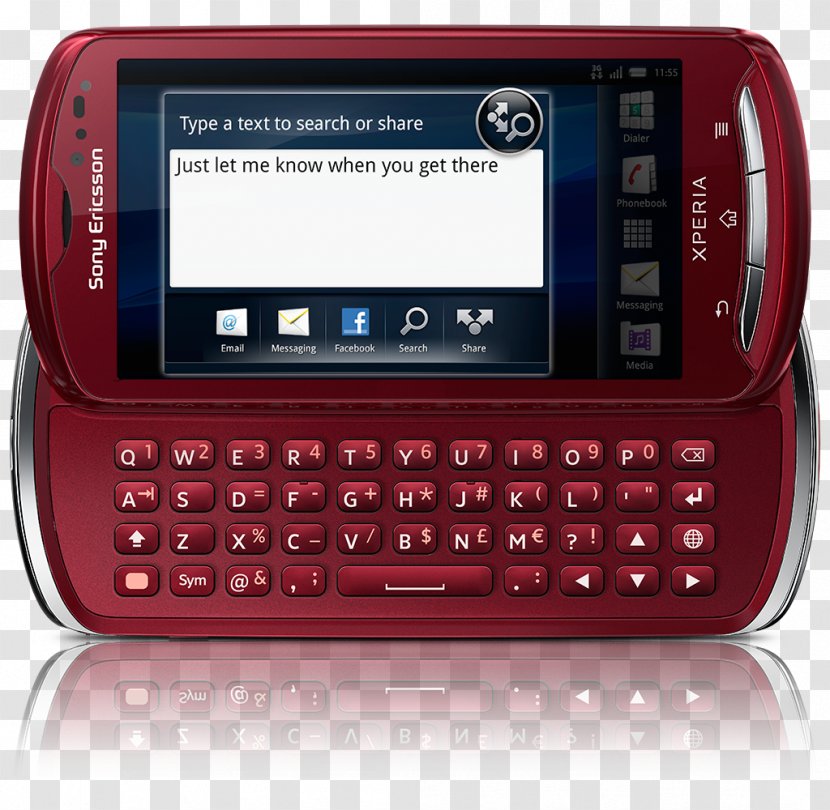 Sony Ericsson Xperia Mini Pro X10 Vivaz Mobile - Red Android Transparent PNG