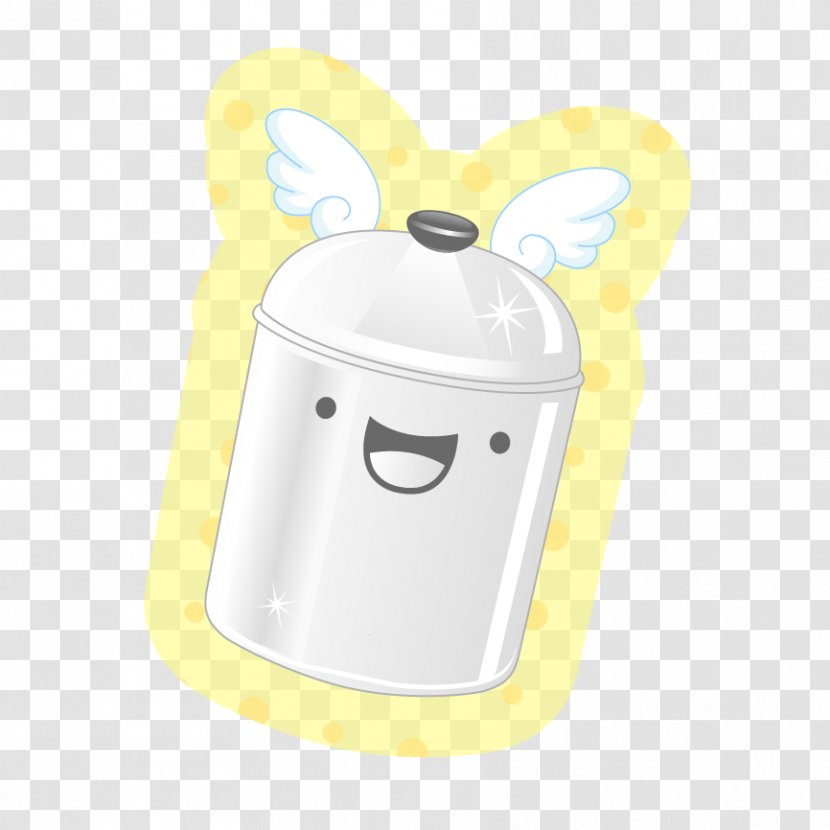 Waste Container - White - Lunch Wings Painted Silver Pattern Transparent PNG