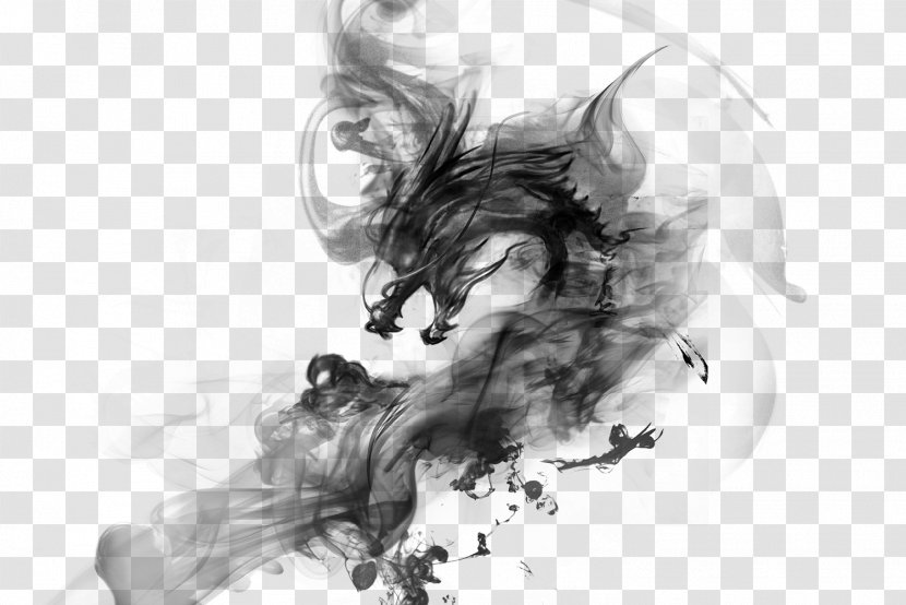 China Ink Dragon - Heart - Chinese Transparent PNG