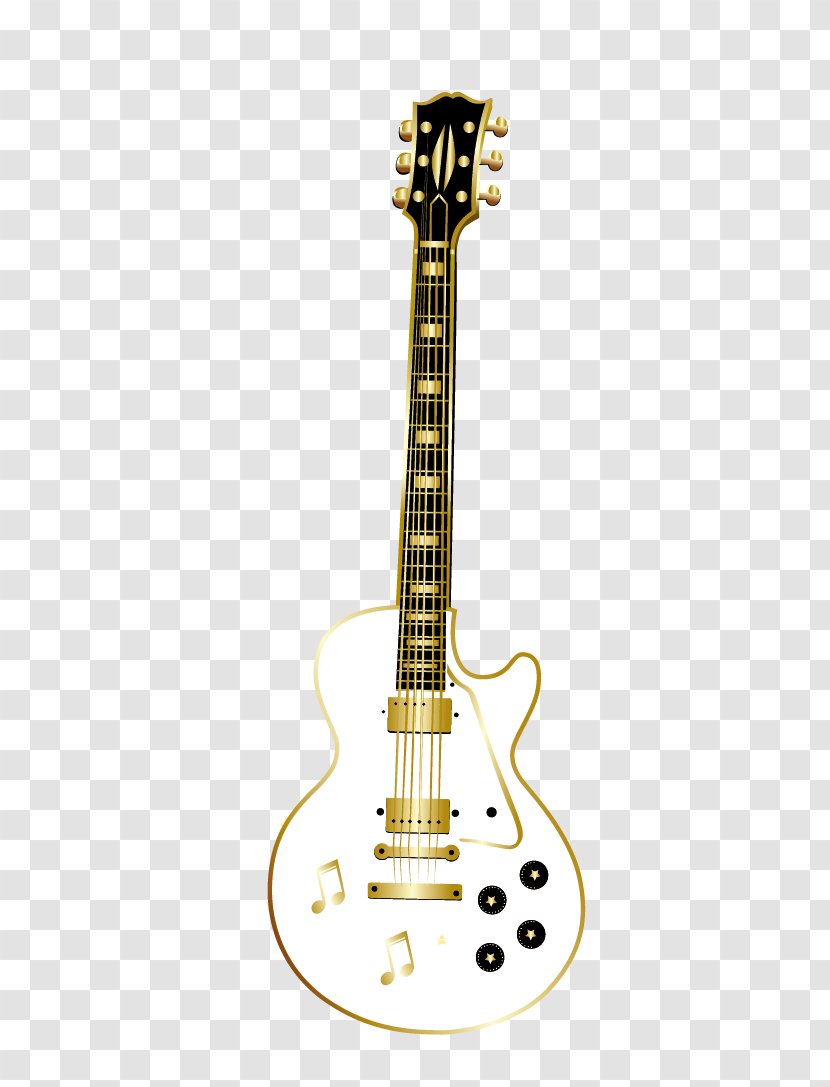 Golden Guitar Gibson Les Paul Custom Musical Instrument - Cartoon - Vector Transparent PNG