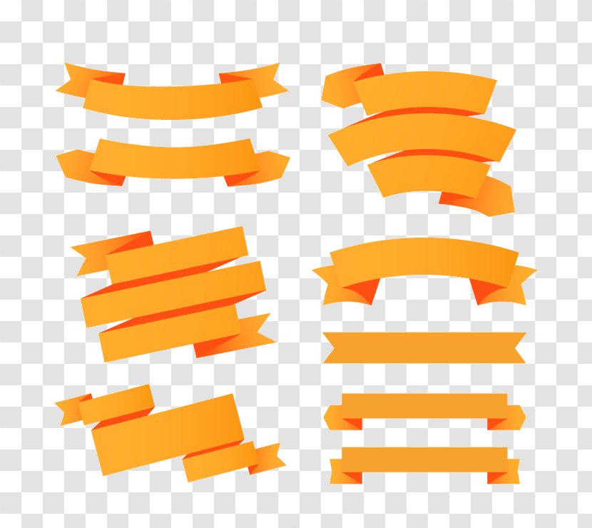 Paper Orange Ribbon Banner Transparent PNG