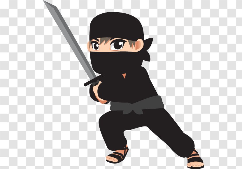 Ninja Kid Cartoon Illustration - Line Art - Samurai Transparent PNG