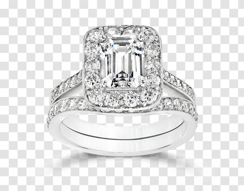 Engagement Ring Diamond Jewellery - Wedding - Emerald Cut Bridal Sets Transparent PNG