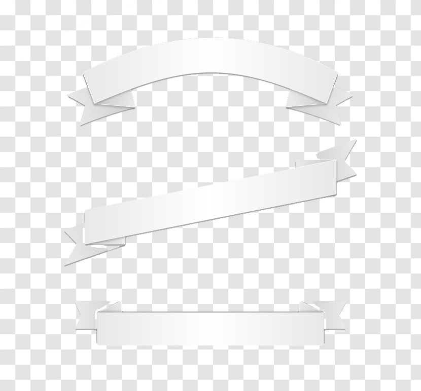 Black And White Pattern - 3 Ribbon Banner Vector Material Transparent PNG