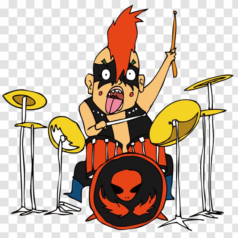 Drums Illustration - Heart - Crazy Drummer Transparent PNG