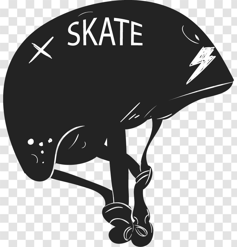 Ski Helmet - Black And White - Hand-painted Transparent PNG