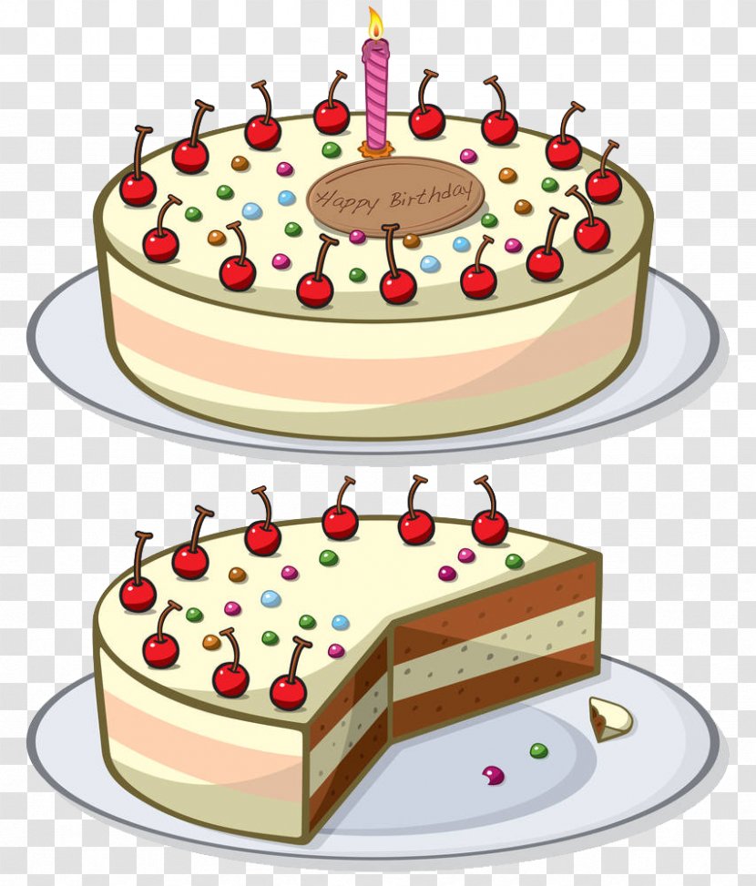 Birthday Cake Cherry Chocolate Cupcake Black Forest Gateau - On The Plate Transparent PNG
