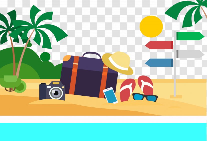 Beach Illustration - Summer - Vector Transparent PNG