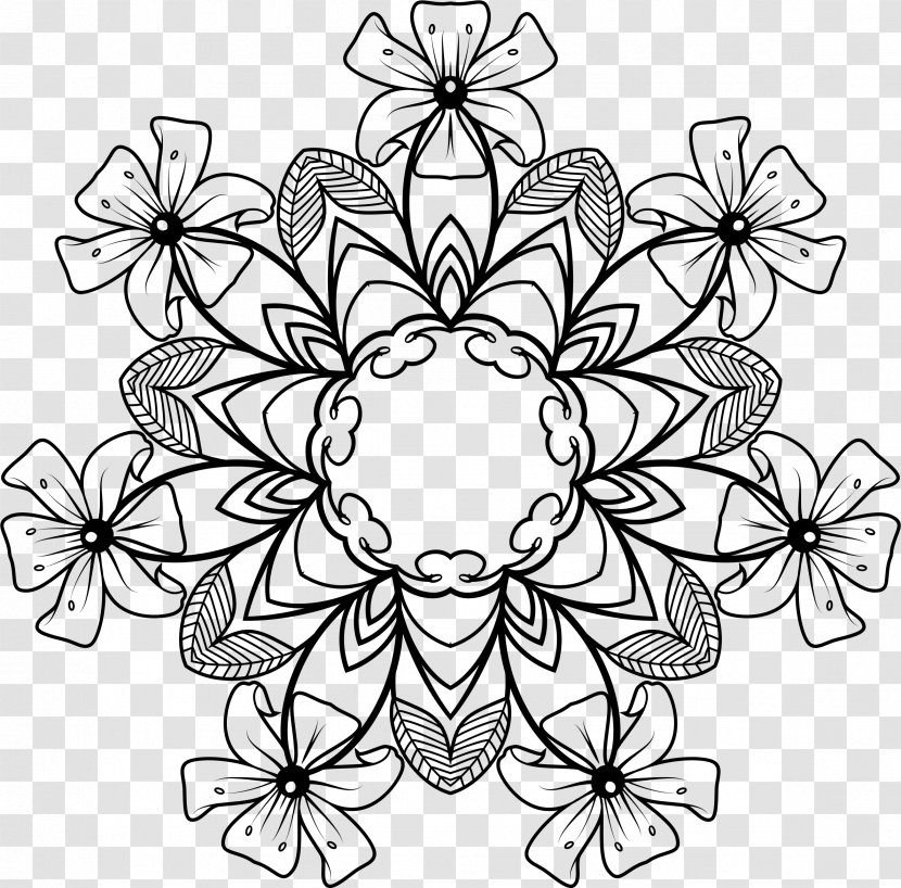 Floral Design Black And White Flower Clip Art - Line Transparent PNG