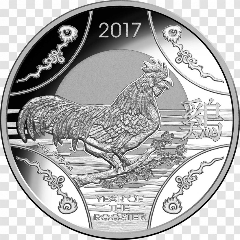 Royal Australian Mint Proof Coinage Silver Coin - Rooster - Year Of The Transparent PNG