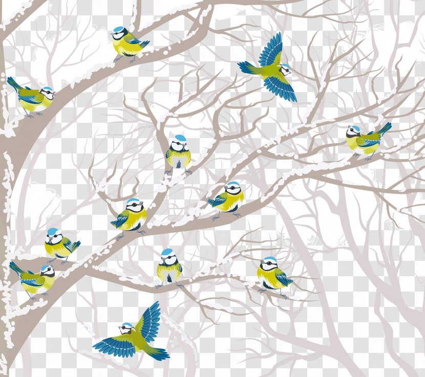 Bird Tree Winter Clip Art - Invertebrate - Creative Birds Transparent PNG