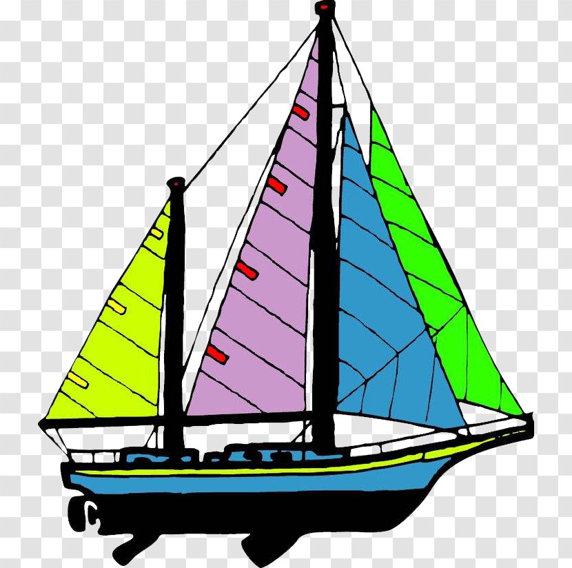 Sailing Ship Cartoon - Colored Transparent PNG