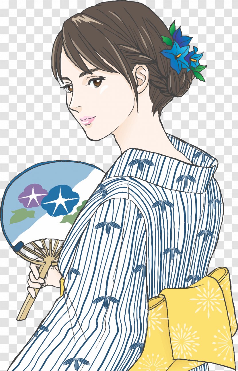 Yukata Illustration Kimono Copyright-free Image - Hairstyle - Sign Transparent PNG