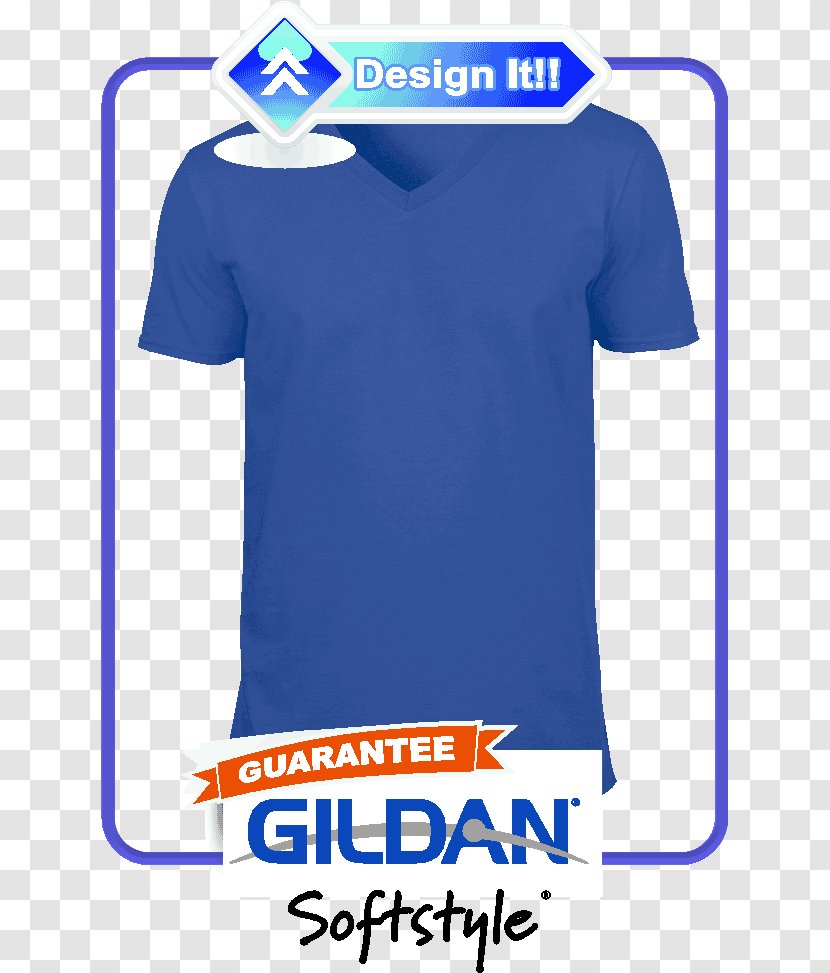 Printed T-shirt Sleeve Neckline Gildan Activewear - Blue Transparent PNG