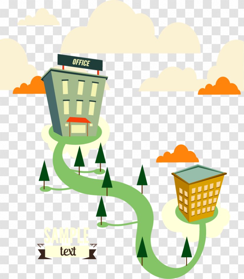 Technology Roadmap Clip Art - Creative Green Office Building Transparent PNG