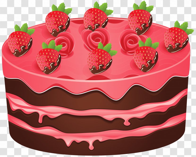 Birthday Cake Black Forest Gateau Chocolate Clip Art - Strawberries - Strawberry Clipart Image Transparent PNG