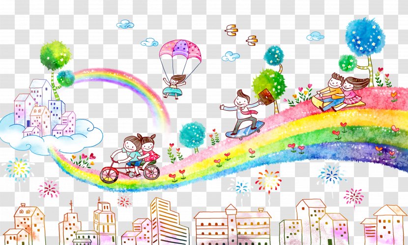Watercolor Painting Comics Illustration - Art - Cartoon Rainbow Transparent PNG