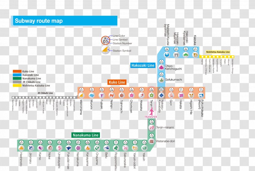 Fukuoka Rail Transport Train Rapid Transit Map - Area - Bullet Transparent PNG