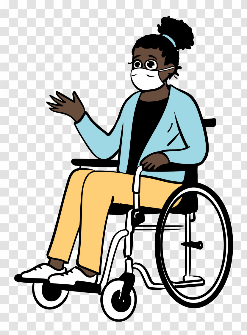 Woman Wheelchair Medical Mask Transparent PNG