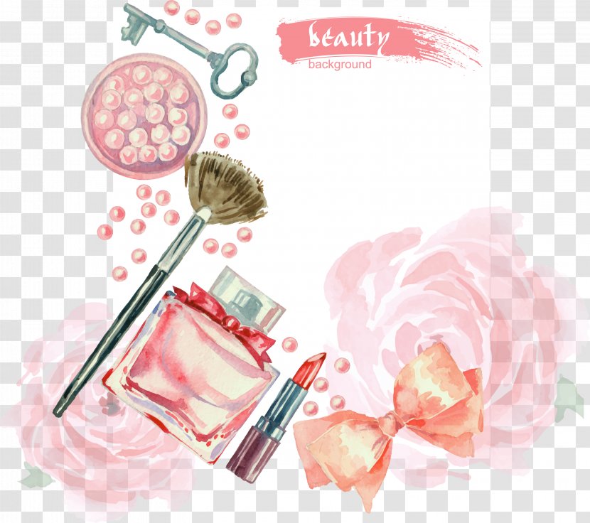 Vector Hand-painted Watercolor Cosmetics - Product Design - Make Up Artist Transparent PNG