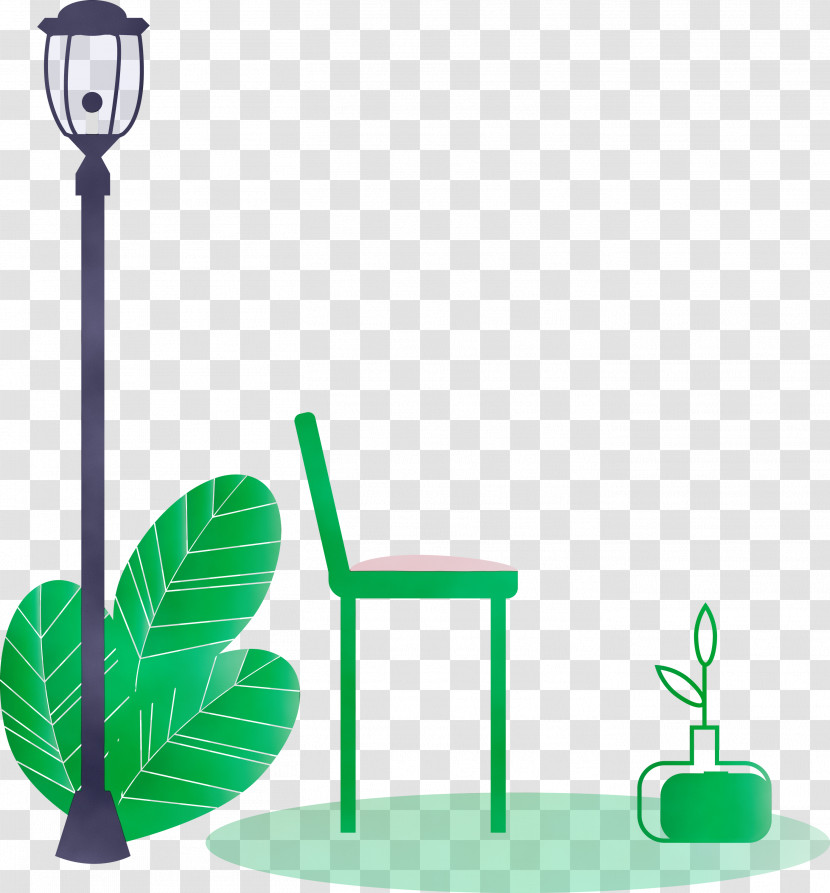 Green Line Plant Flowerpot Transparent PNG