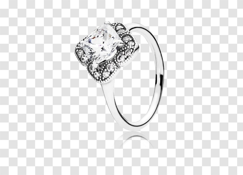 Crystallised Floral Fancy Pandora Ring Cubic Zirconia Earring - Rings Transparent PNG