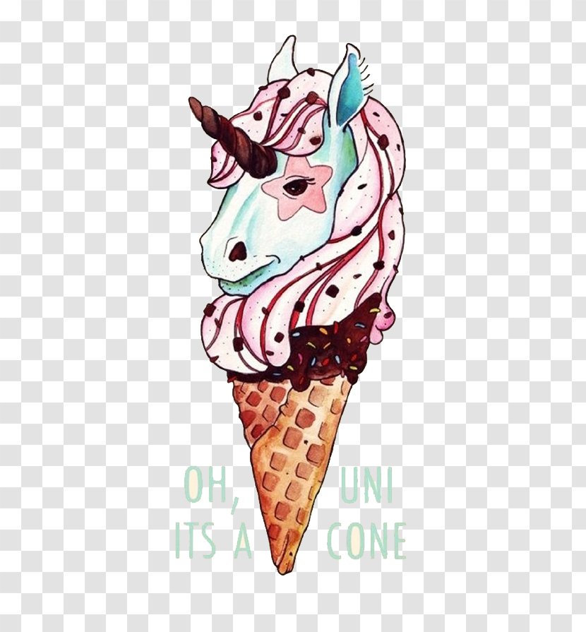 Ice Cream Cone Sundae Chocolate Unicorn - Art Transparent PNG