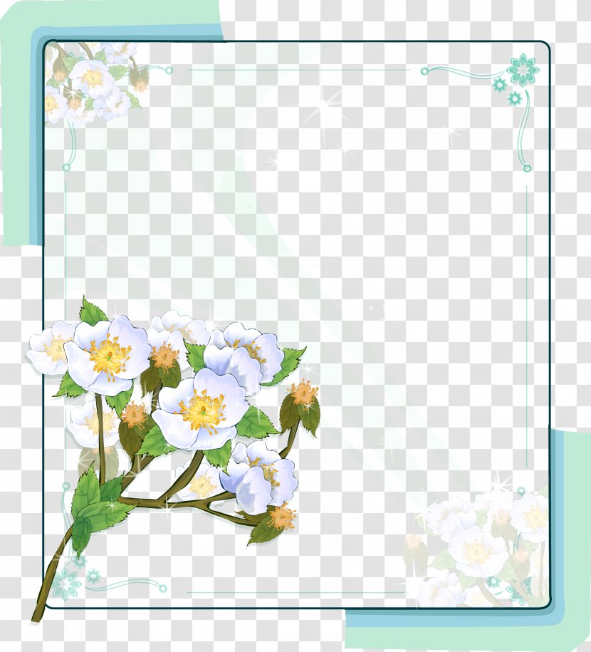 Download Clip Art - Cut Flowers - Green Frame Transparent PNG