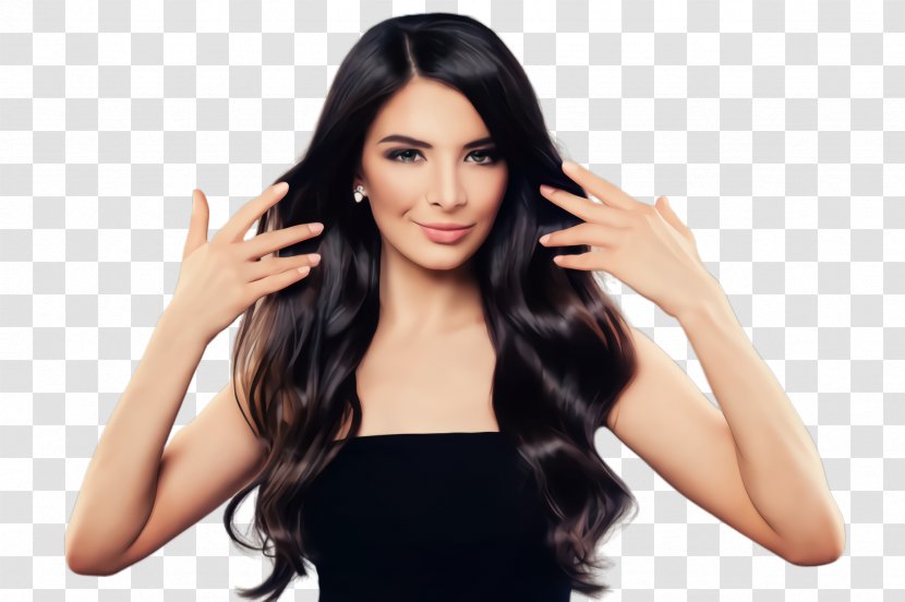 Hair Face Black Hairstyle Long - Skin - Wig Eyebrow Transparent PNG