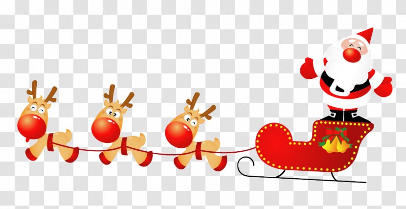 Christmas Eve Wish New Years Day Happiness - Cartoon Deer And Sleigh Transparent PNG
