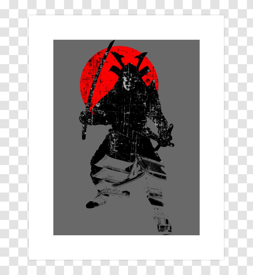 Samurai Poster Graphic Design Bushido - Black And White Transparent PNG